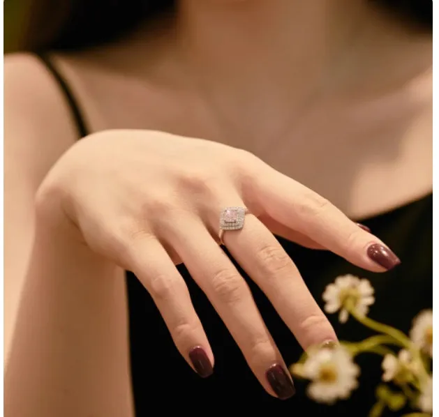 Sterling silver ring with yellow zircon stones in European American style for women sizes 6 to 9