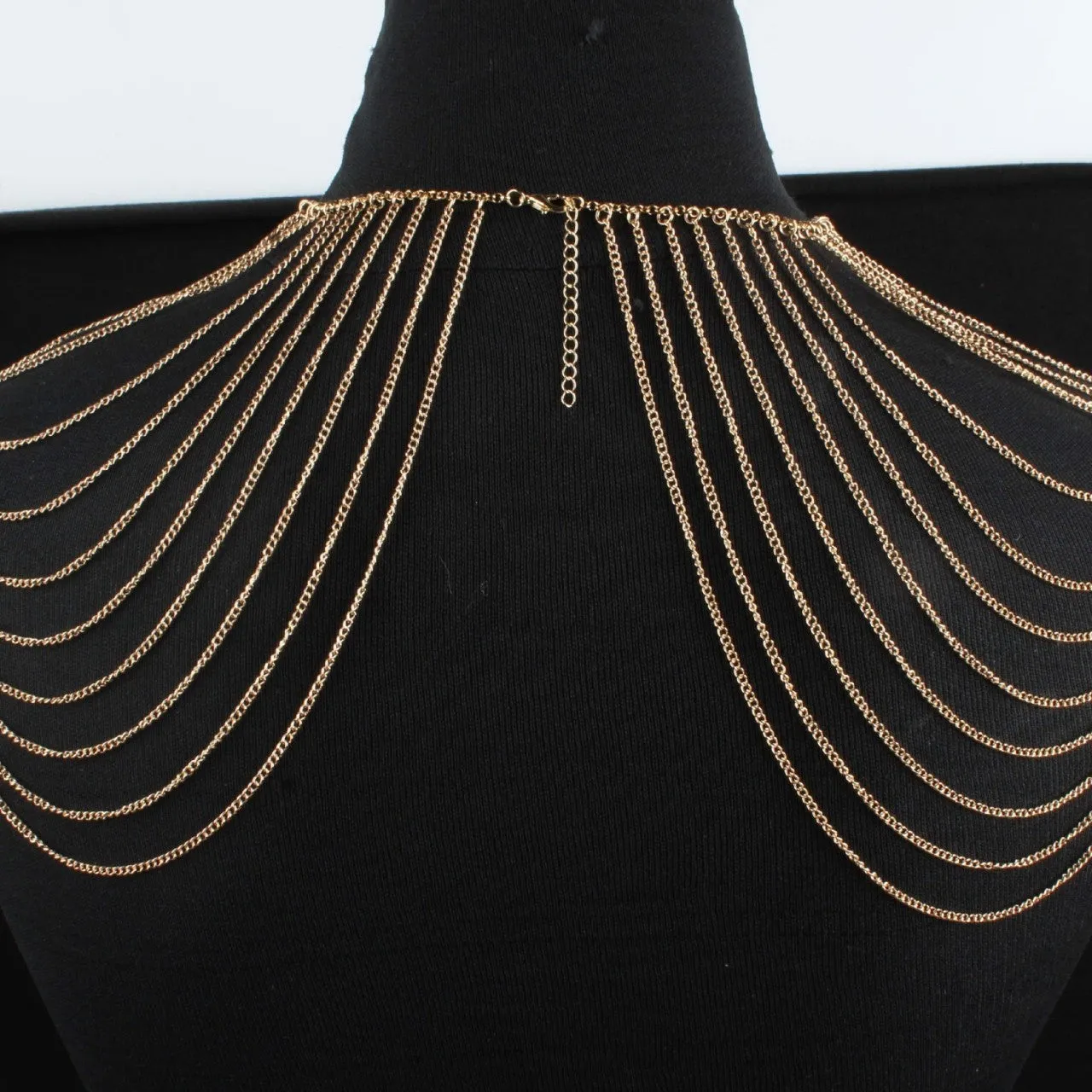 Fashion multi-layer body chain for women in gold and silver alloy shoulder chain jewellery