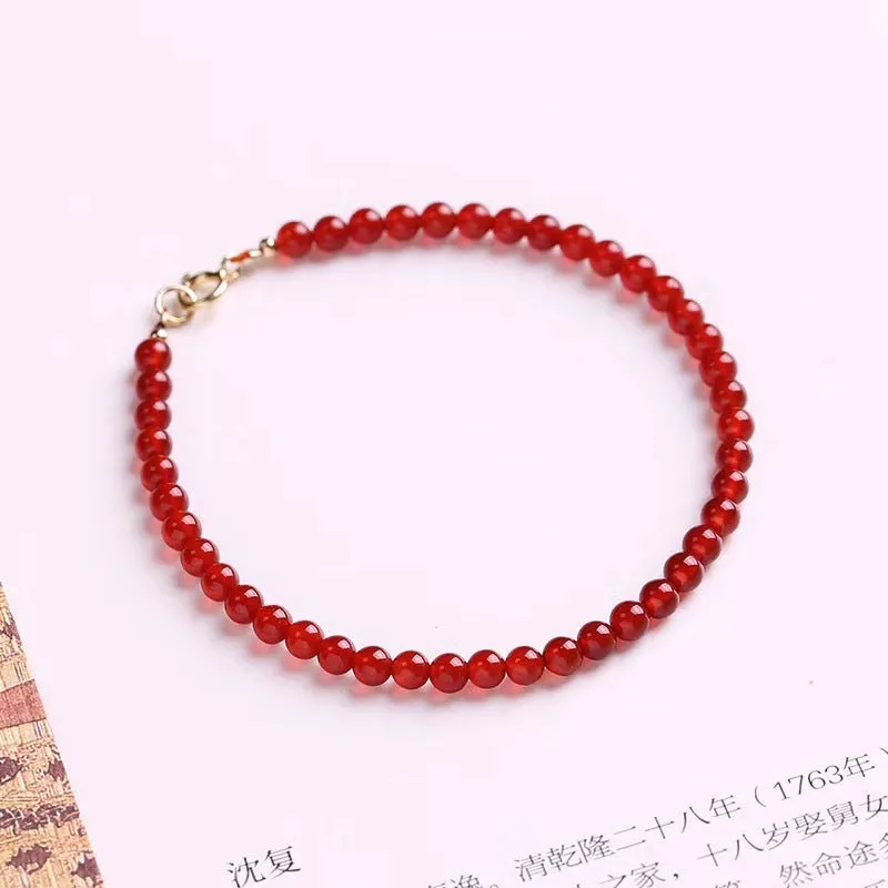 Ultra-thin red agate bracelet for women showing classic style and calm small profile