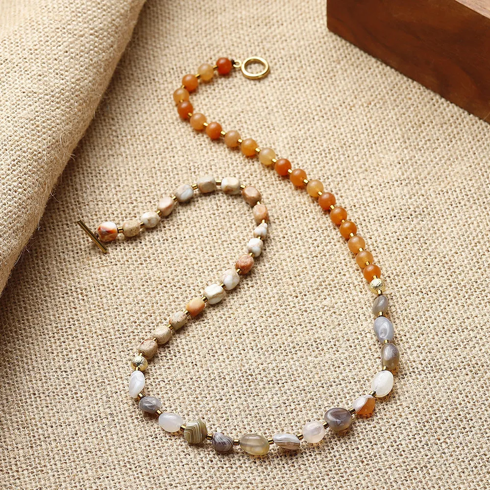 Hand-woven Persian Gulf agate multi-layer bracelet with geometry beads in colour 3790