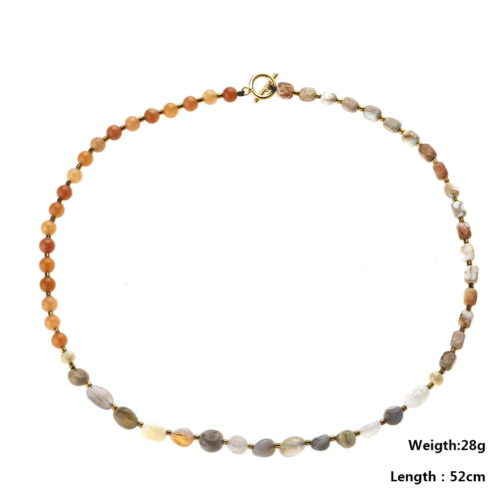 Hand-woven Persian Gulf agate multi-layer bracelet with geometry beads in colour 3790