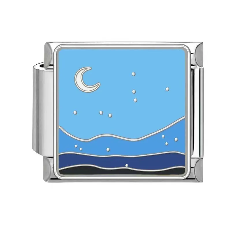 Stainless steel DIY bracelet module in black glossy finish, 18 sections per piece, unisex design