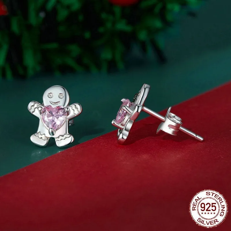 Original Christmas 925 sterling silver stud earrings and ring set in gift box