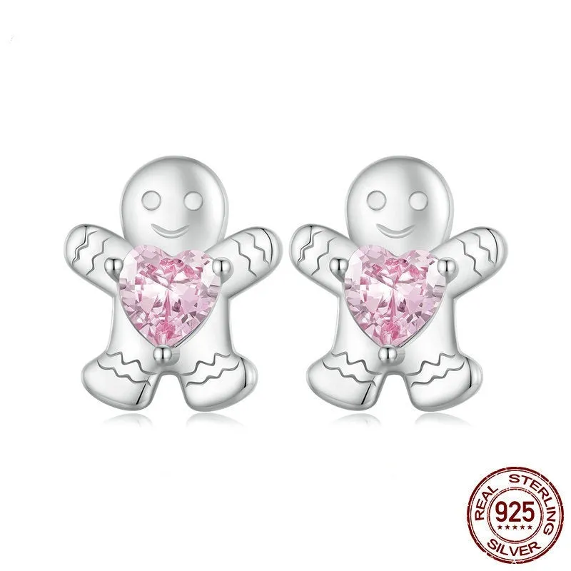 Original Christmas 925 sterling silver stud earrings and ring set in gift box