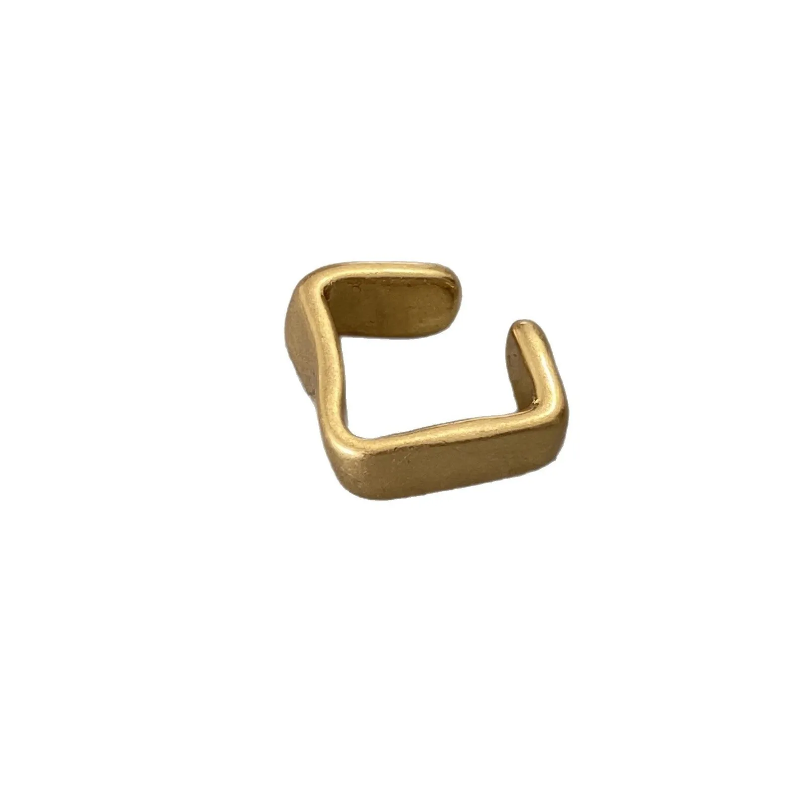 Geometric brass ear clip for women electroplated copper clip-on earring bright gold finish