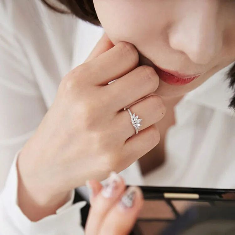 Fashion personality diamond inlaid crown exaggerated women's ring in rose gold 16mm copper electroplated