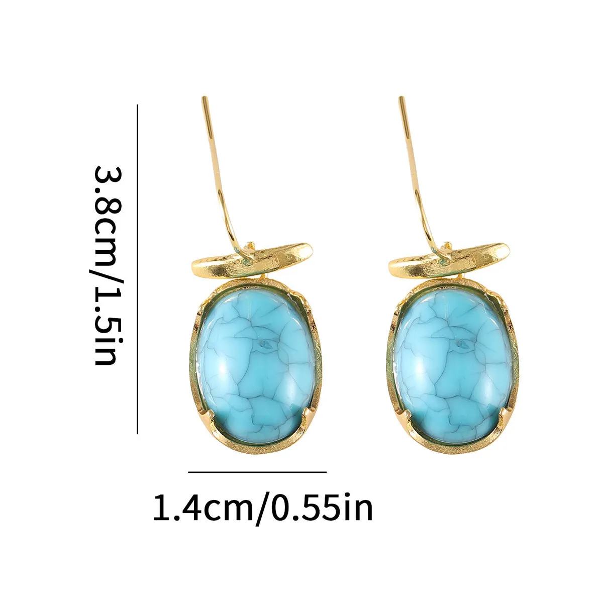 Zinc alloy geometric pendant earrings for women in ruby, sapphire, turquoise, and white gemstone colours