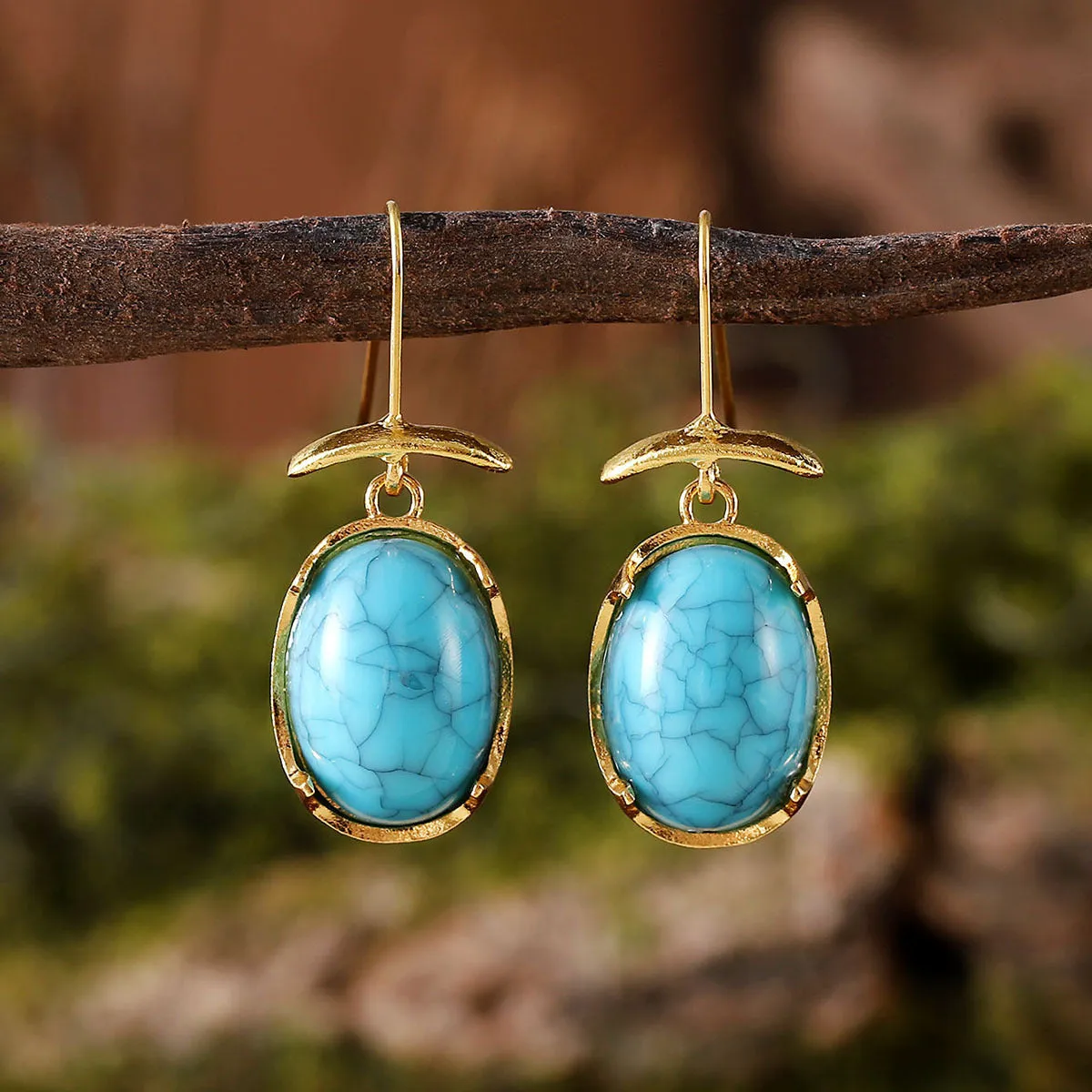 Zinc alloy geometric pendant earrings for women in ruby, sapphire, turquoise, and white gemstone colours
