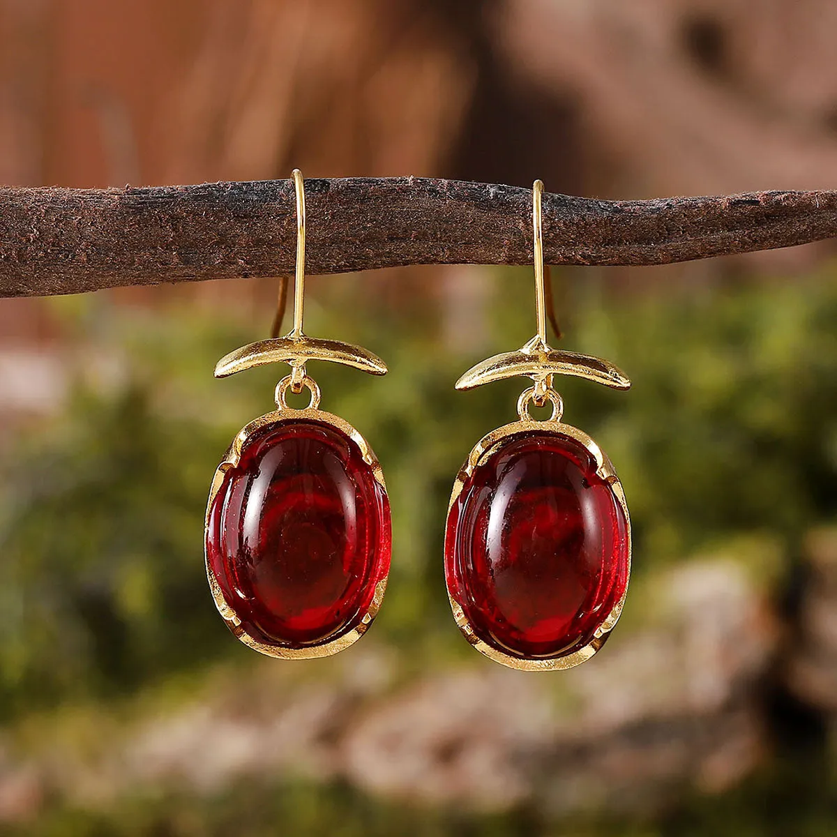 Zinc alloy geometric pendant earrings for women in ruby, sapphire, turquoise, and white gemstone colours