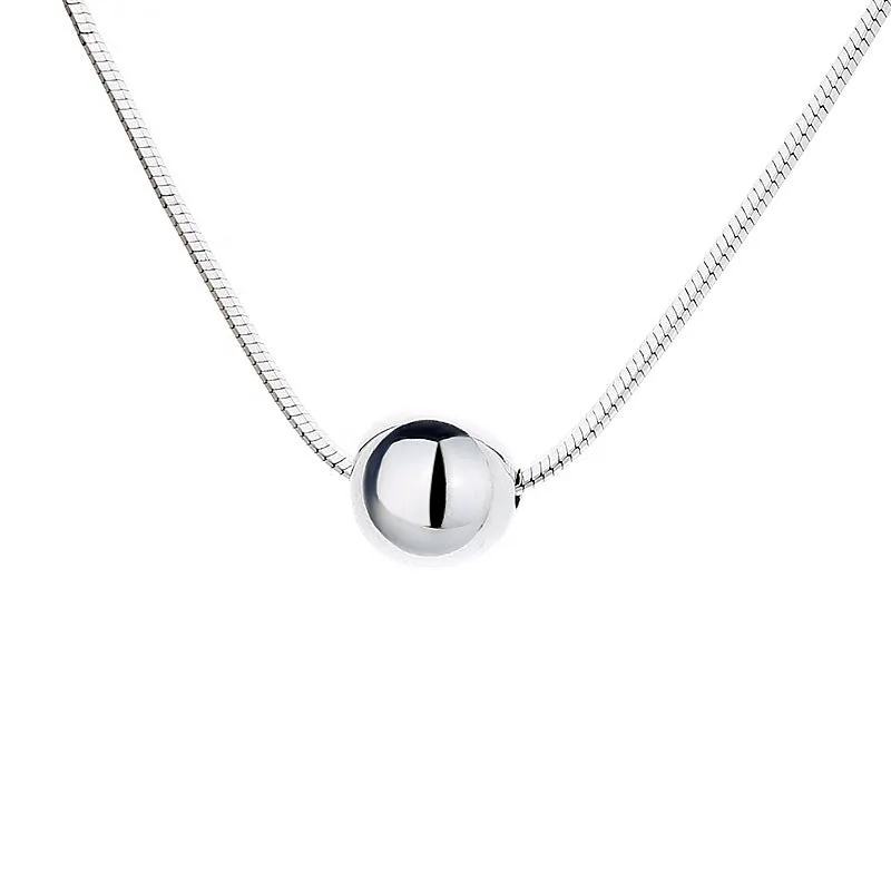 Small ball pendant on delicate 925 silver clavicle necklace with round YFL376 design