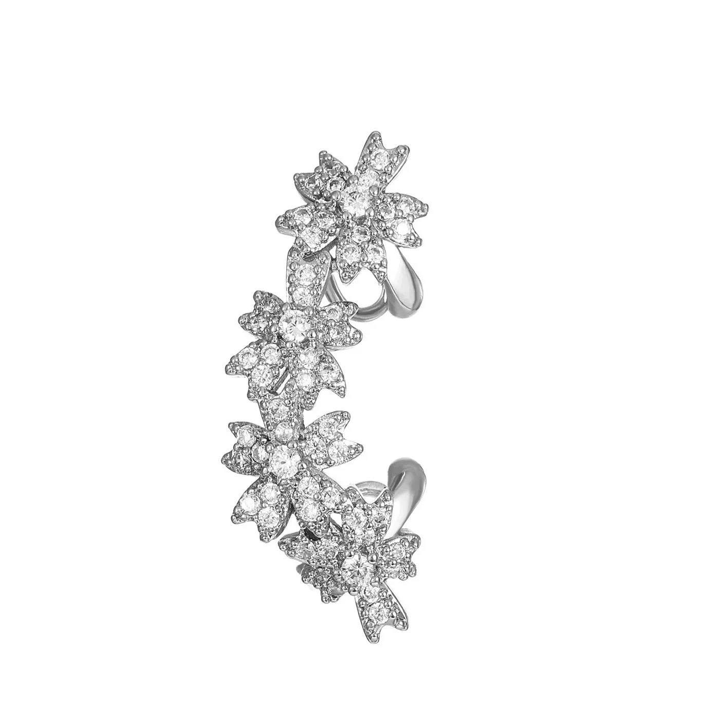 Ins style flower ear clip for women in copper with diamond treatment, four colour options