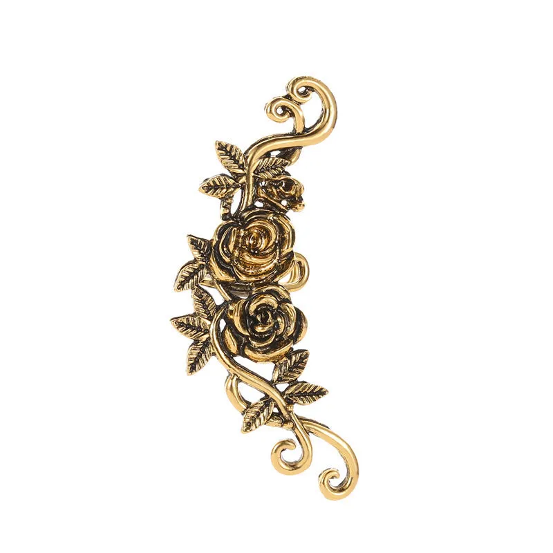 Ins style flower ear clip for women in copper with diamond treatment, four colour options