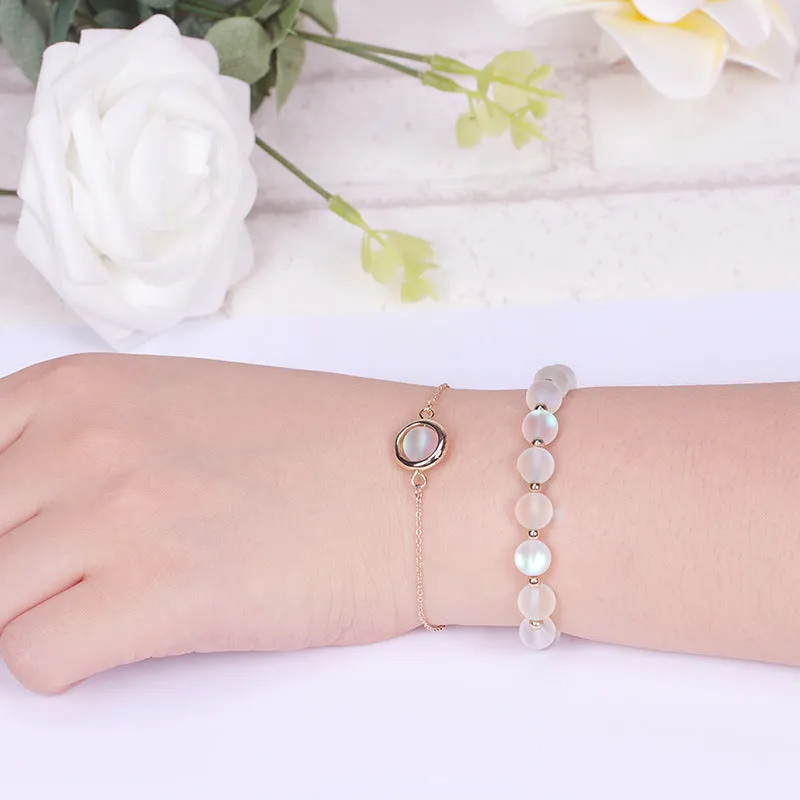 Women's double-layer crystal bracelet with lucky beads and gold electroplating in various natural stone colours