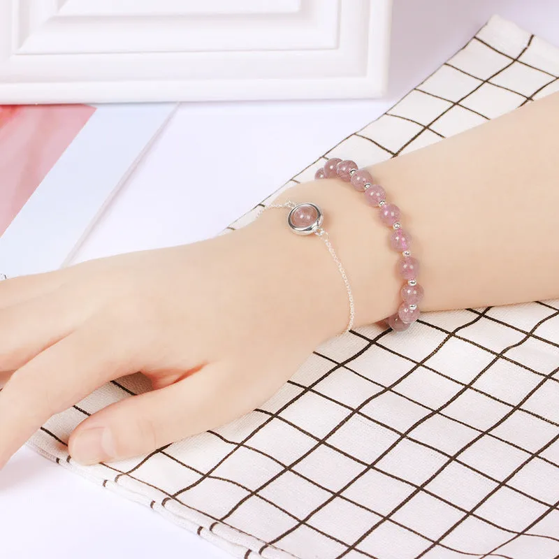 Women's double-layer crystal bracelet with lucky beads and gold electroplating in various natural stone colours