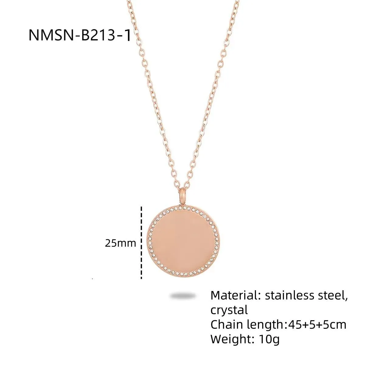 Geometric stainless steel necklace with 18K purity pendant in round shape on regular chain