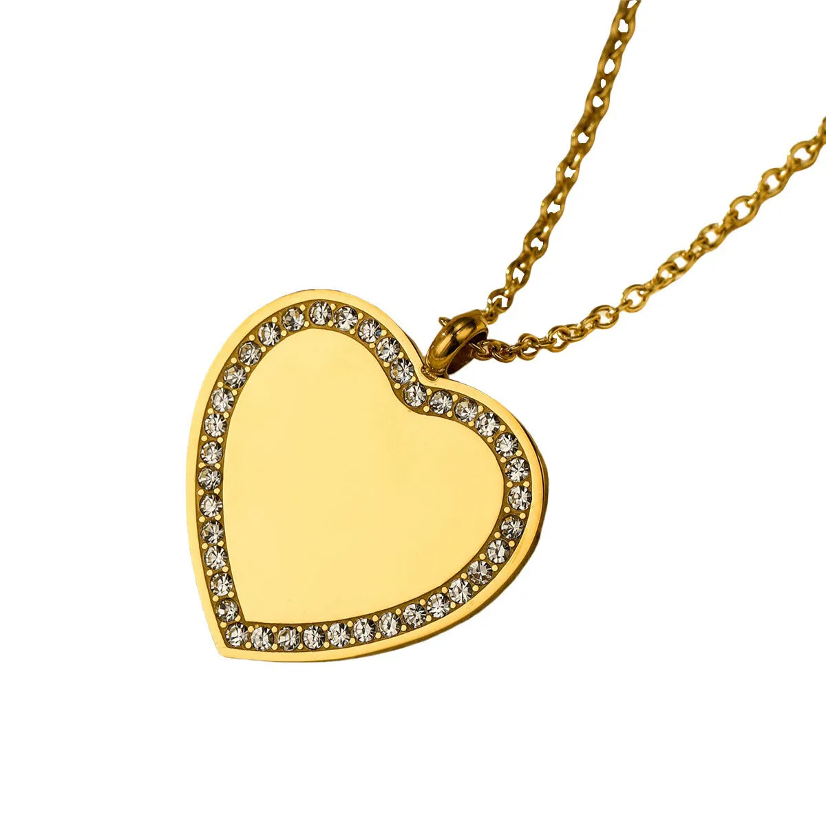 Geometric stainless steel necklace with 18K purity pendant in round shape on regular chain