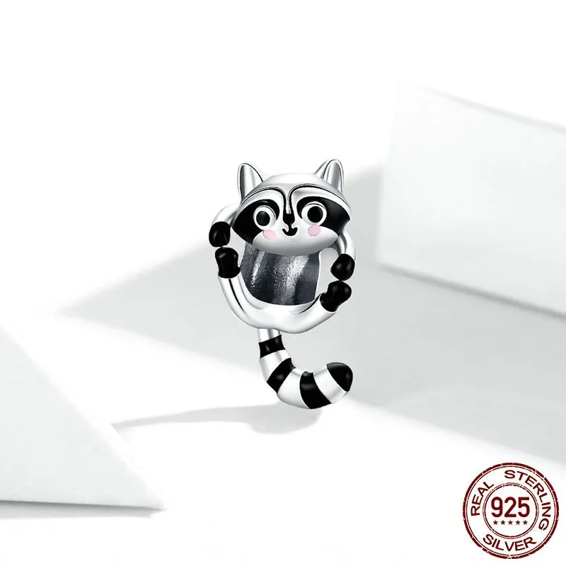 925 silver coati bead charm with black drip detail, 1.6g, BSC403 colour