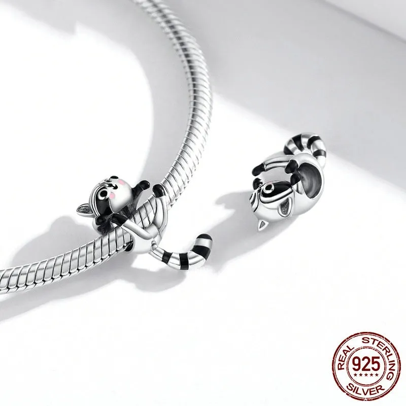 925 silver coati bead charm with black drip detail, 1.6g, BSC403 colour