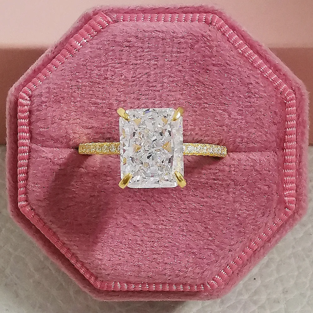 Ice flower cut copper ring for women in gold colour, electroplated finish, geometric quadrilateral shape