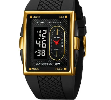 Multi-functional sports waterproof electronic watch with dual display, 39.4mm screen, available in multiple colours