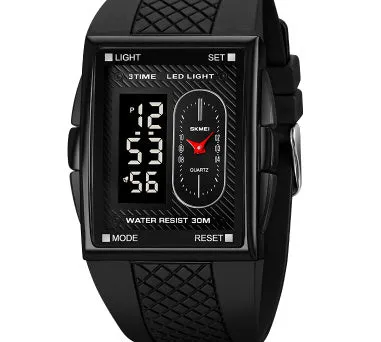 Multi-functional sports waterproof electronic watch with dual display, 39.4mm screen, available in multiple colours