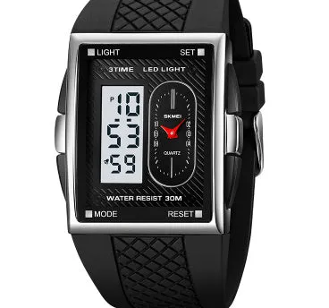 Multi-functional sports waterproof electronic watch with dual display, 39.4mm screen, available in multiple colours
