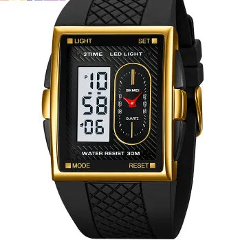 Multi-functional sports waterproof electronic watch with dual display, 39.4mm screen, available in multiple colours