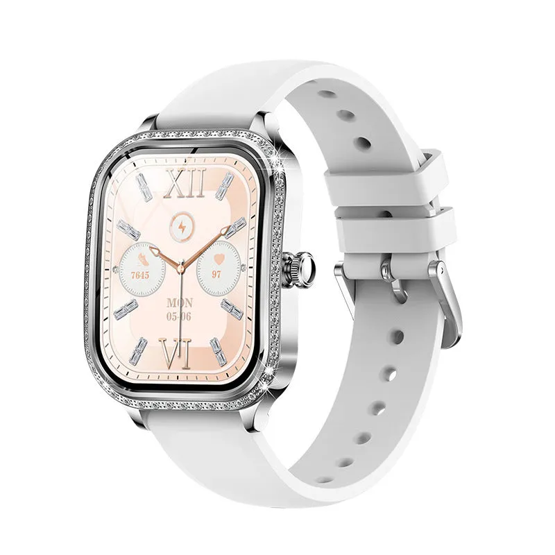 MK88 women's smart watch in gold steel finish with TFT screen, Bluetooth calling, and health sensors