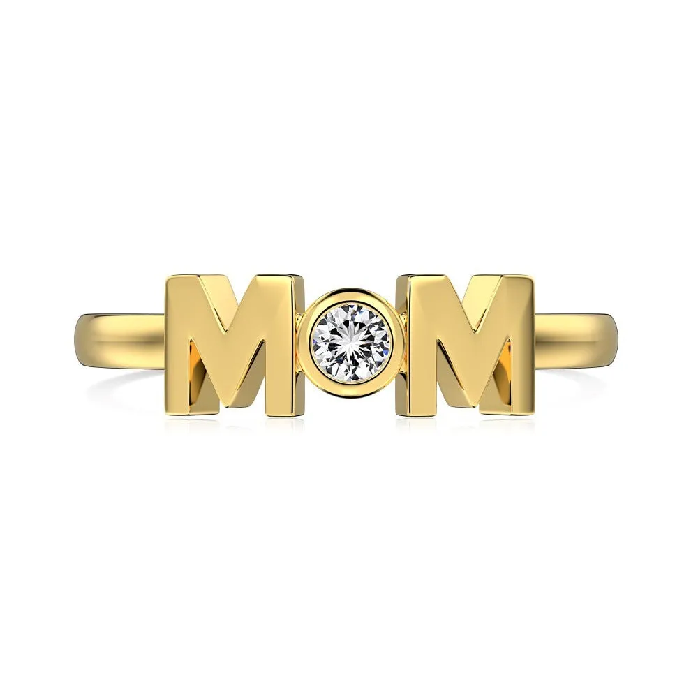 MOM Design refined simple geometric letter ring for women in silver with gold and platinum colour options