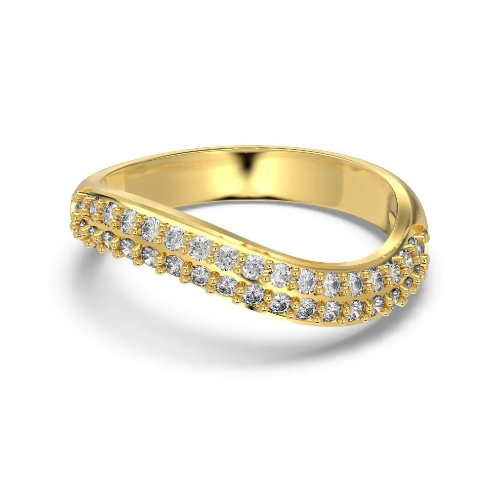 Female S925 sterling silver snake-shaped ring with zircon inlay in platinum finish on white background