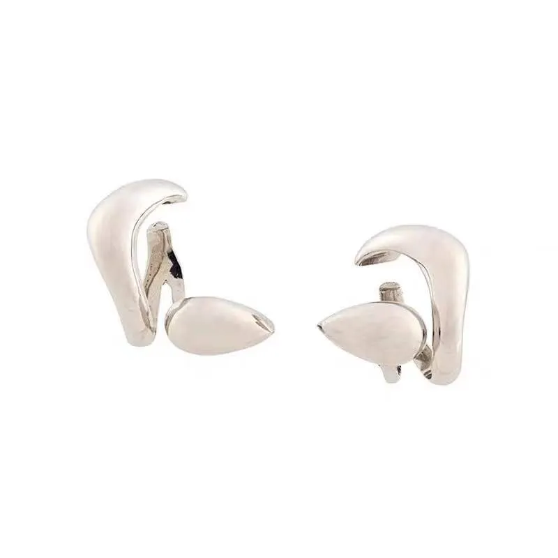 Unisex silver plated geometric earrings with Seiko treatment, shown as a pair on a neutral background