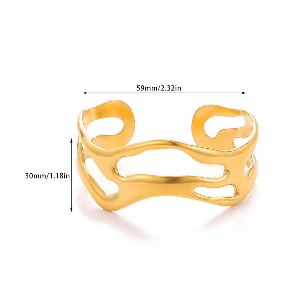 Simple irregular stainless steel gold-plated bracelet with electroplated finish in colour B1916 or B1918