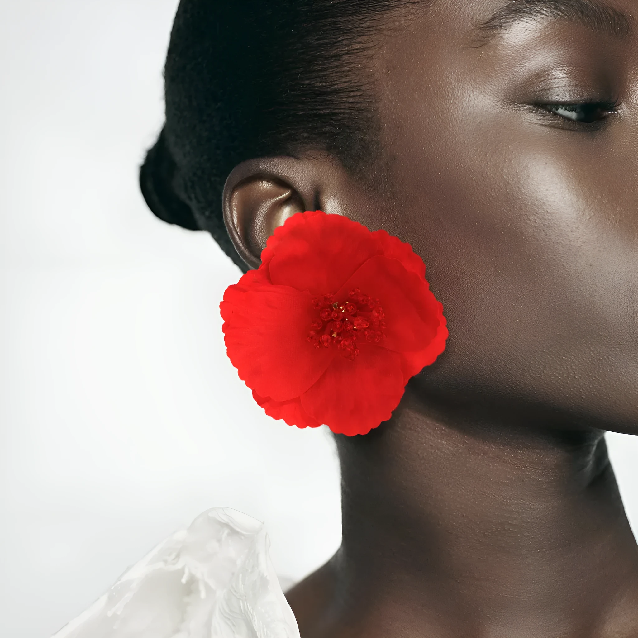Handmade earrings exaggerated flower shape red steel needle European style women