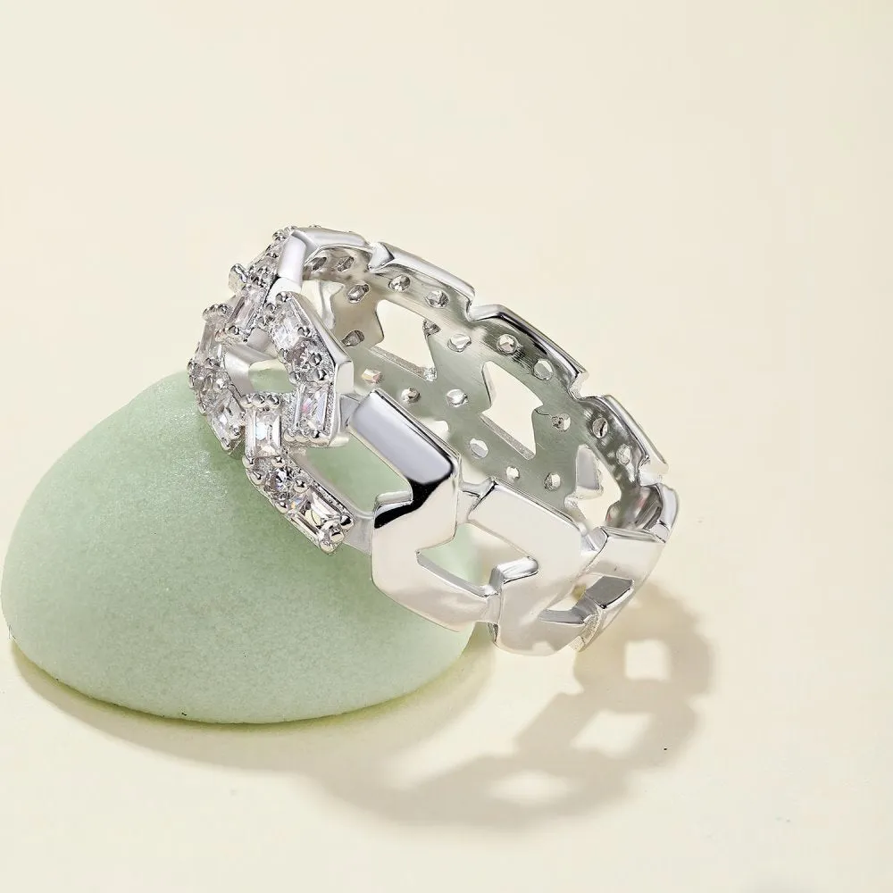 S925 sterling silver colour zircon ring for women in electroplated finish