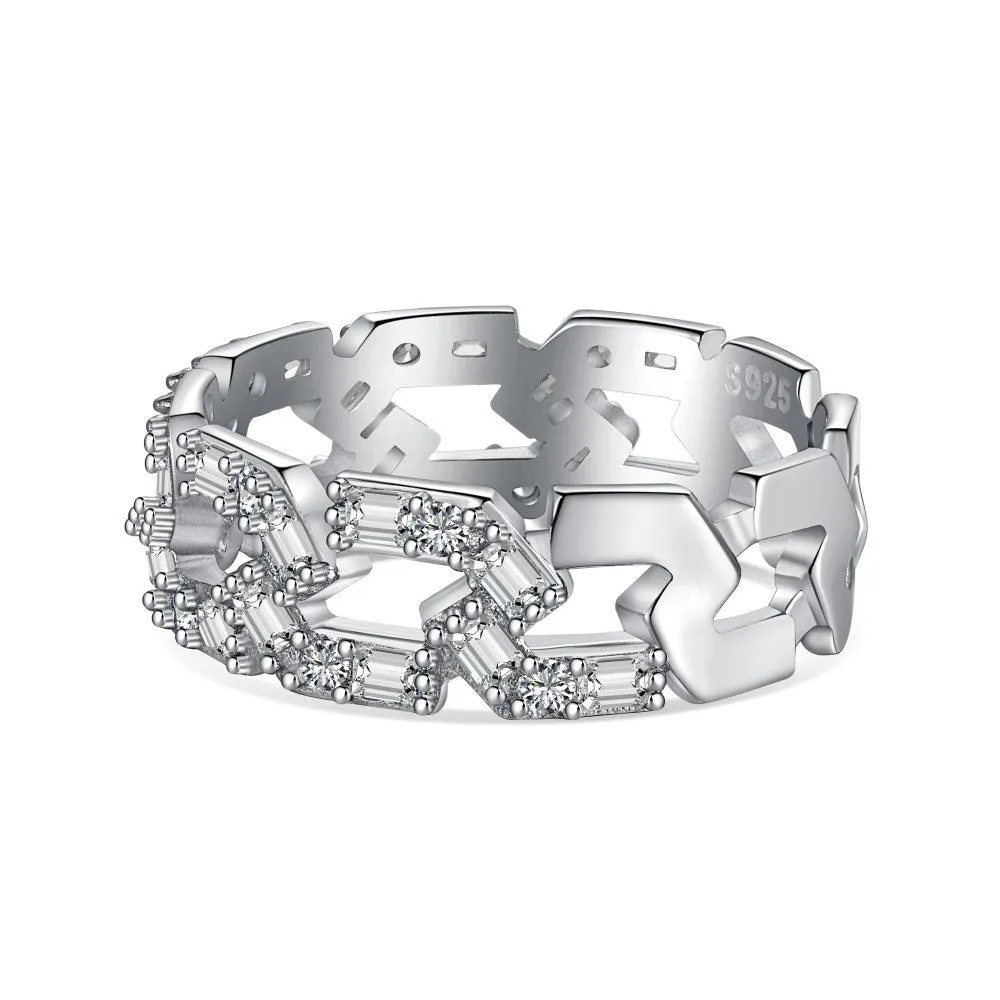 S925 sterling silver colour zircon ring for women in electroplated finish