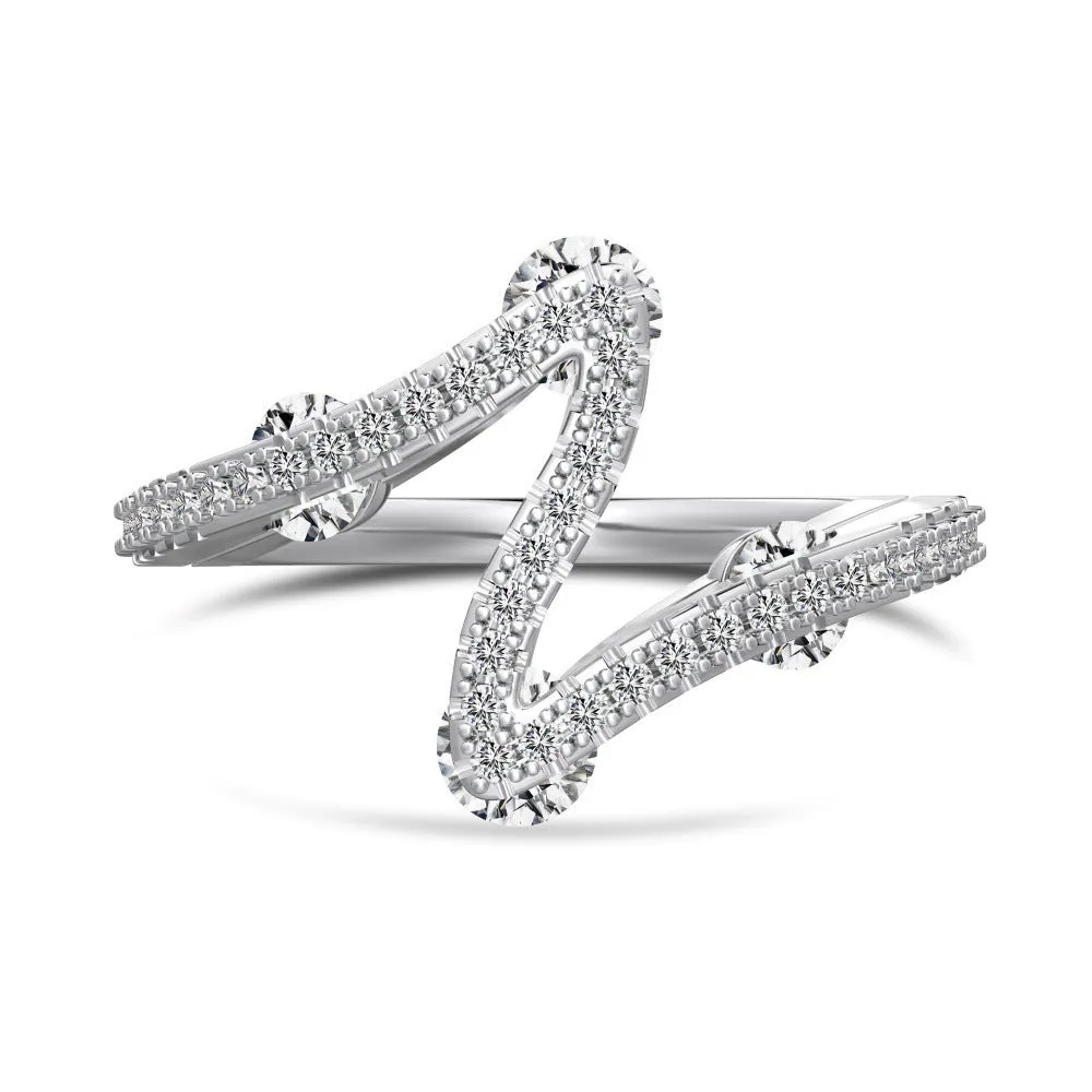 S925 sterling silver ring heart shaped geometric design with refined zircon electroplated platinum white diamond
