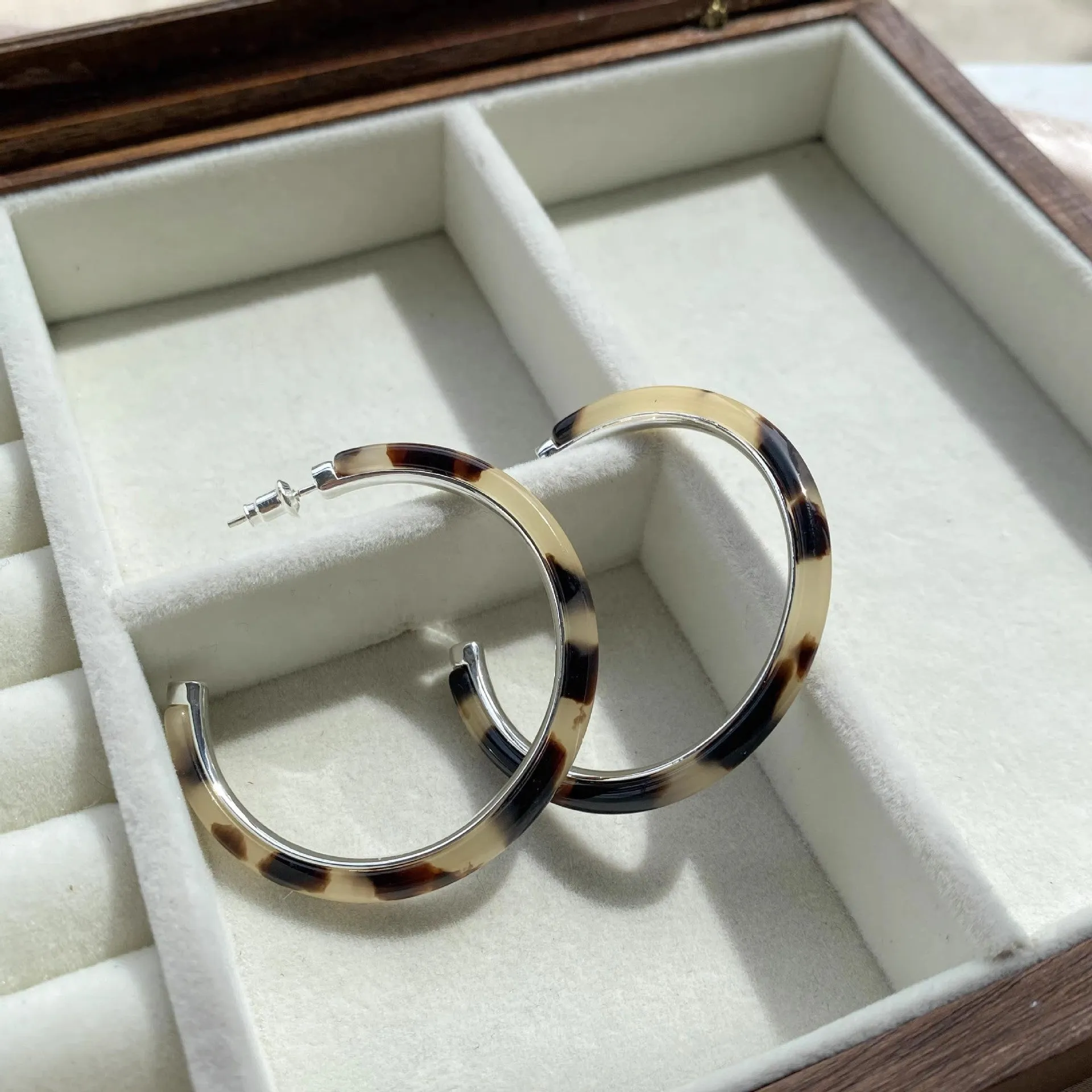 Copper leopard print ring earrings geometric electroplated gold silver for women