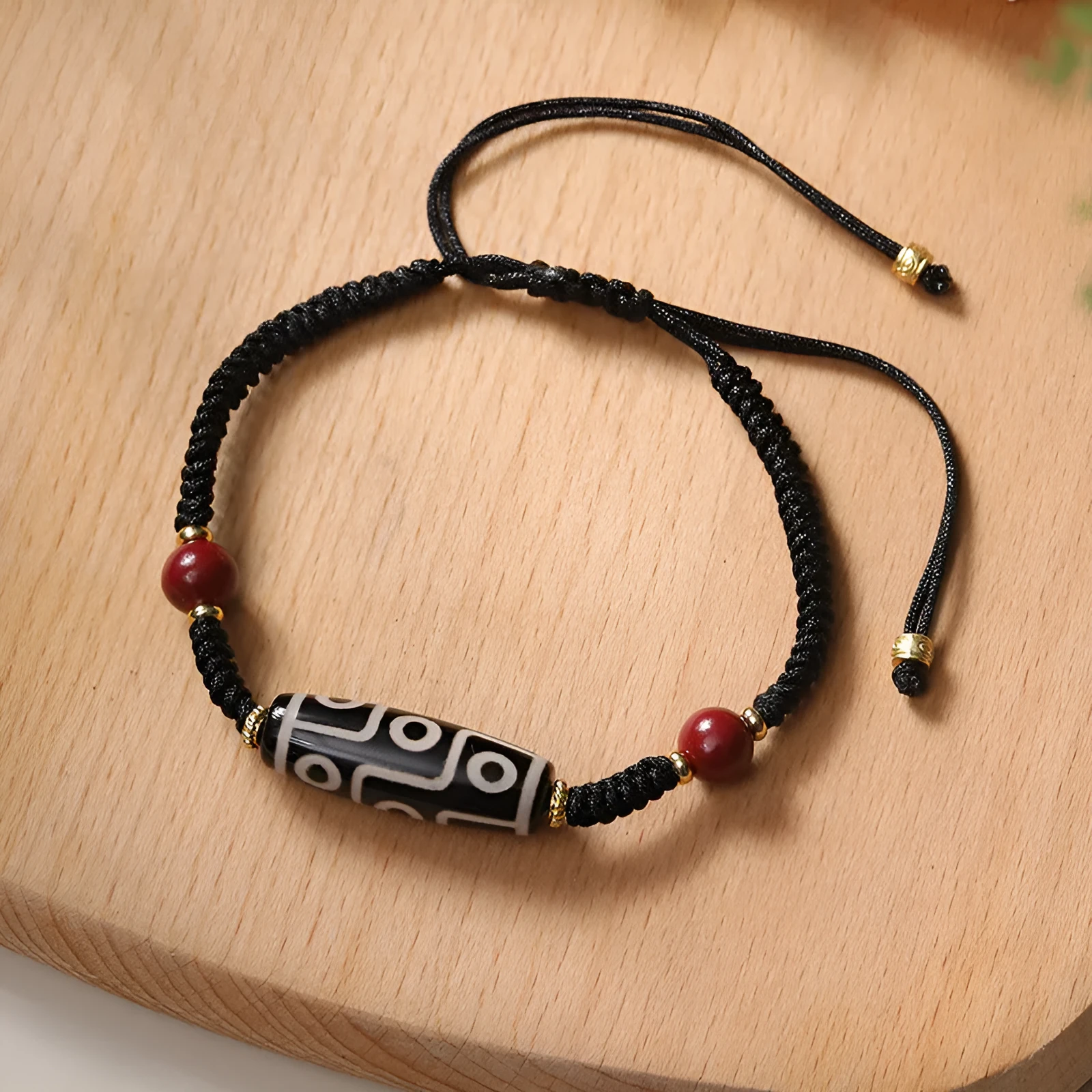 Adjustable Tibetan agate dzi bead bracelet for men with couple-style design