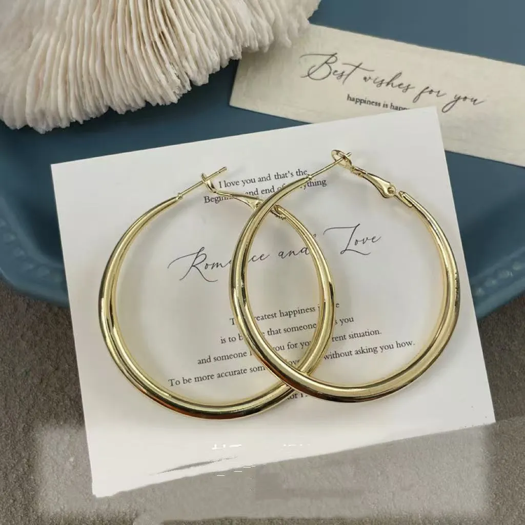 Silver pigment ring earrings 5cm circle drop with 925 silver needle for women