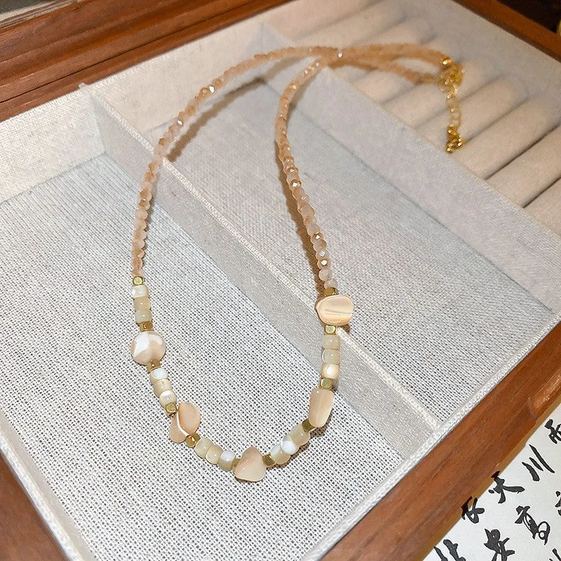 Women's geometric pearl necklace with zinc alloy pendant on adjustable clavicle chain, fashion OL style