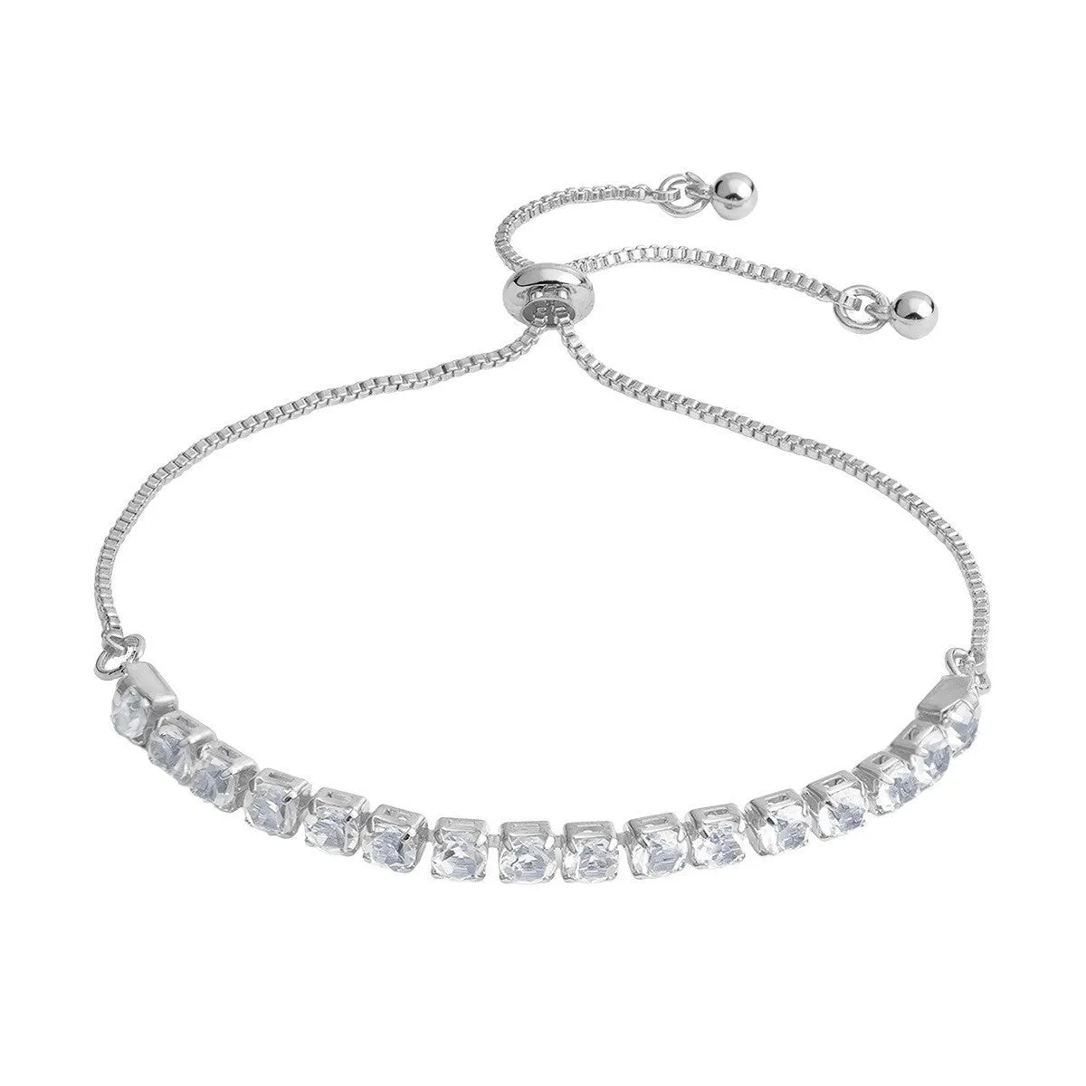 Micro-studded claw chain simple bracelet in metallic finish with round geometric studs on unisex wrist