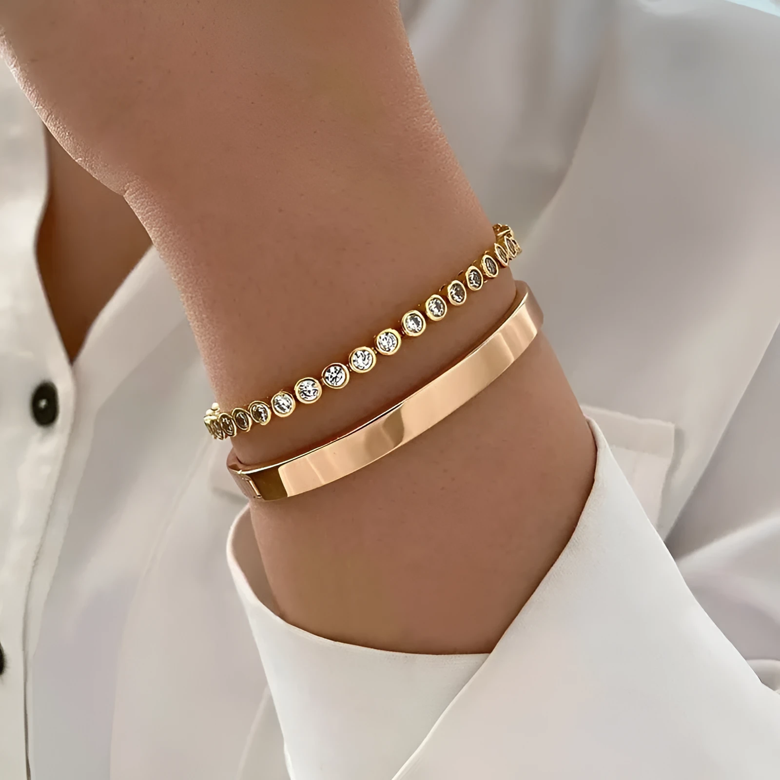 Retro zinc alloy drop shape geometric bracelet set for women gold and silver finish