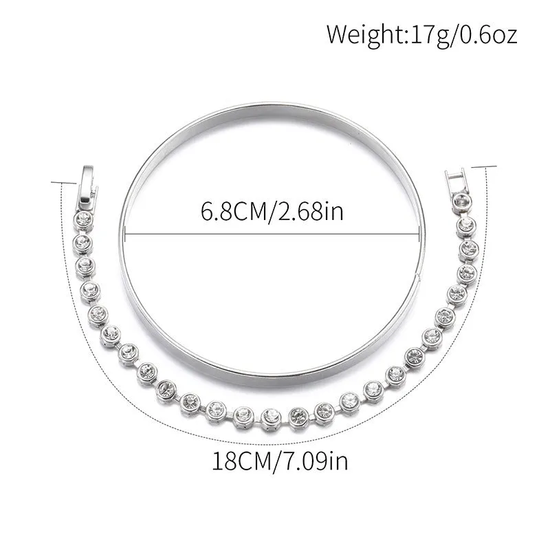 Retro zinc alloy drop shape geometric bracelet set for women gold and silver finish