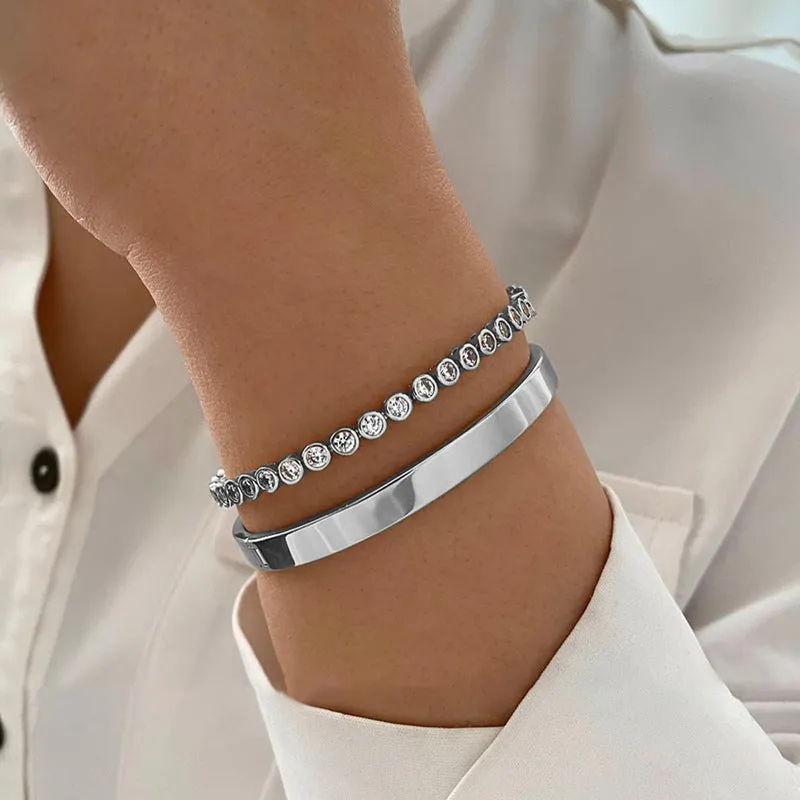 Retro zinc alloy drop shape geometric bracelet set for women gold and silver finish
