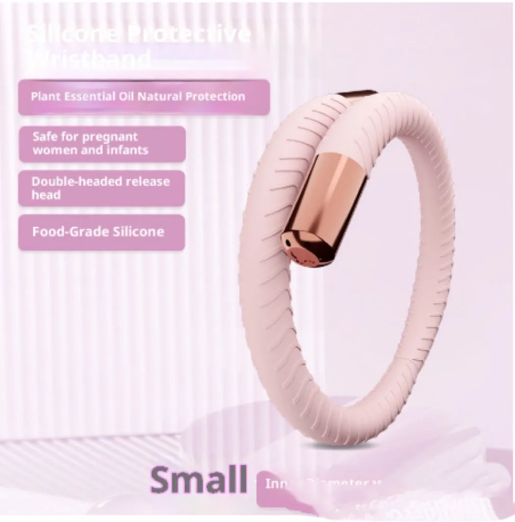 Silicone mosquito repellent liquid protective bracelet in light yellow colour on a white background