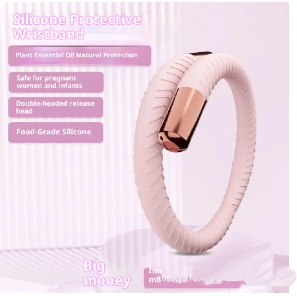 Silicone mosquito repellent liquid protective bracelet in light yellow colour on a white background