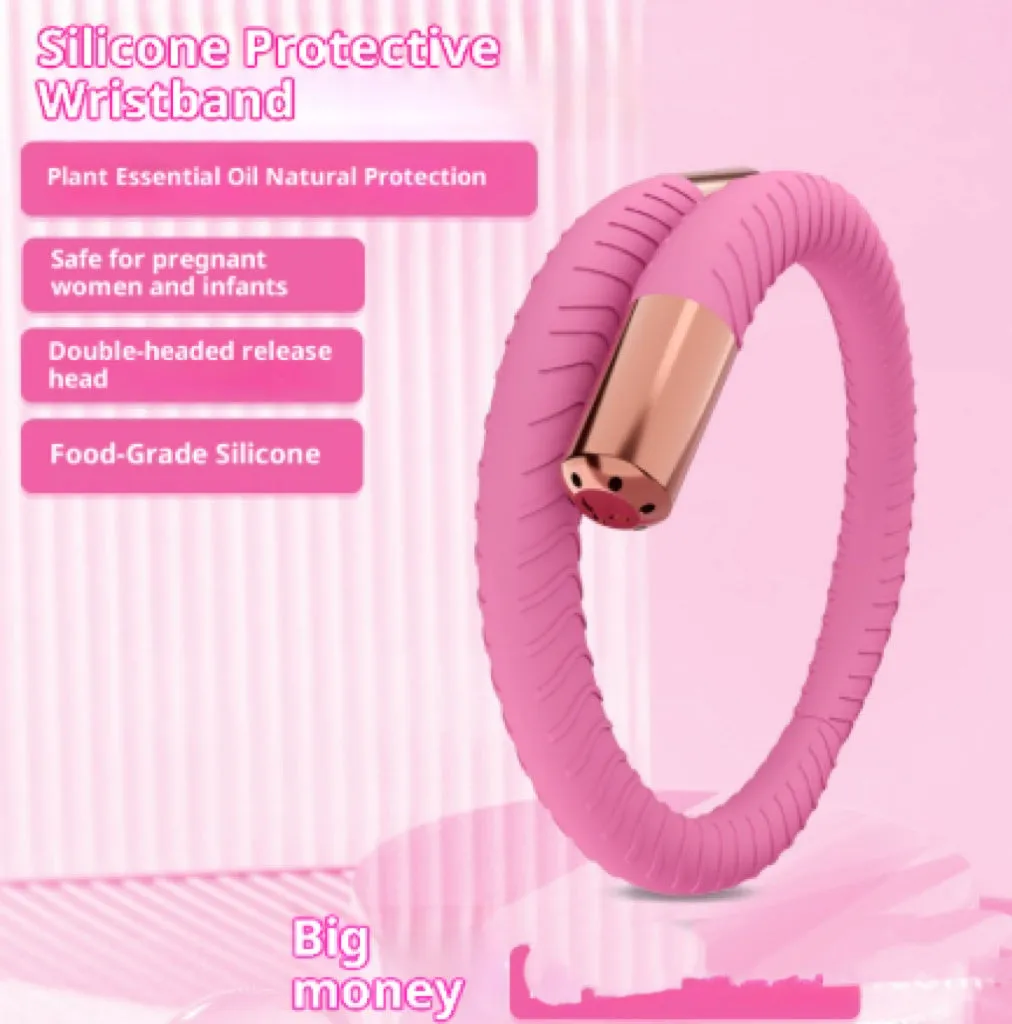 Silicone mosquito repellent liquid protective bracelet in light yellow colour on a white background
