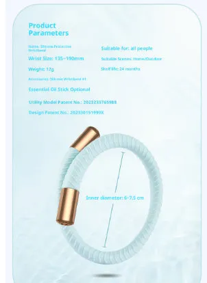 Silicone mosquito repellent liquid protective bracelet in light yellow colour on a white background