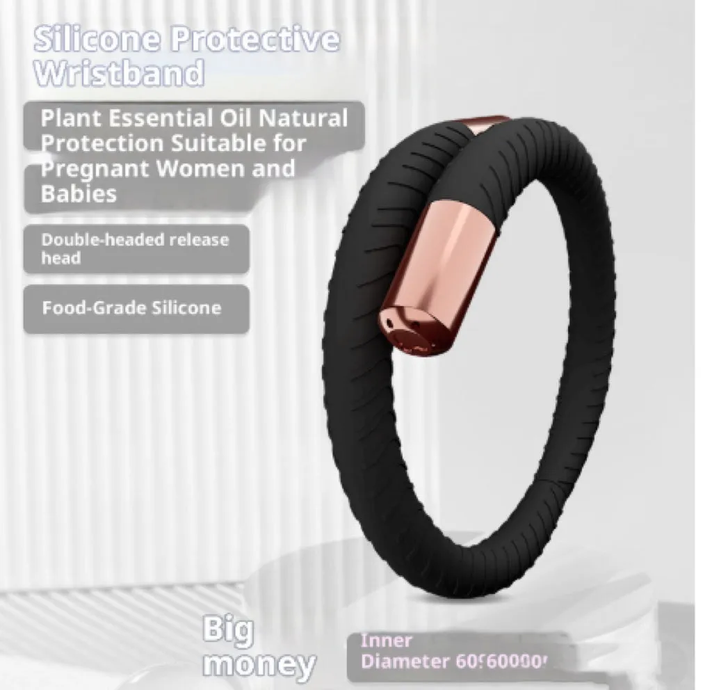 Silicone mosquito repellent liquid protective bracelet in light yellow colour on a white background