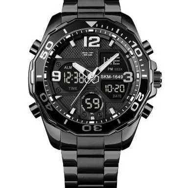 Southeast Asian spiral stainless steel young men's watch with 48mm dial in black finish
